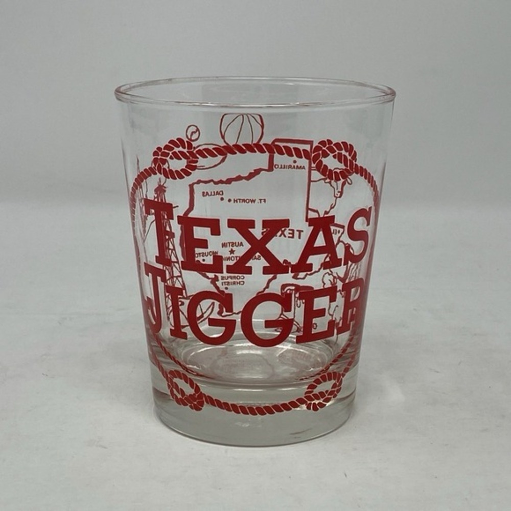Retro‎ Novelty Texas Cowboy Rodeo Oversized Texas Jigger Glass Barware Western